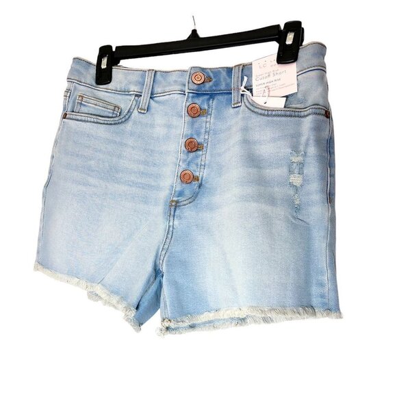 LC Lauren Conrad Womens High Rise Button Fly Cut Off Jean Shorts Sz 8 New - Picture 3 of 10
